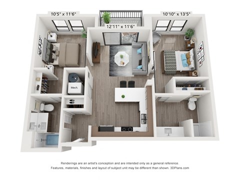 Old Town Lofts 2x2A Floor Plan